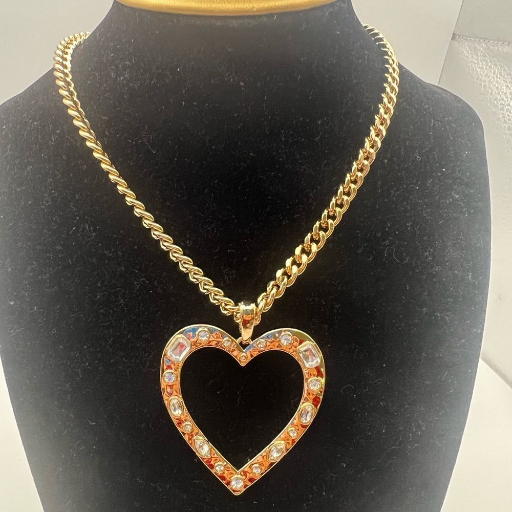 Melrose and Market Gold Heart Necklace with Multicolor Gems - Picture 5 of 11